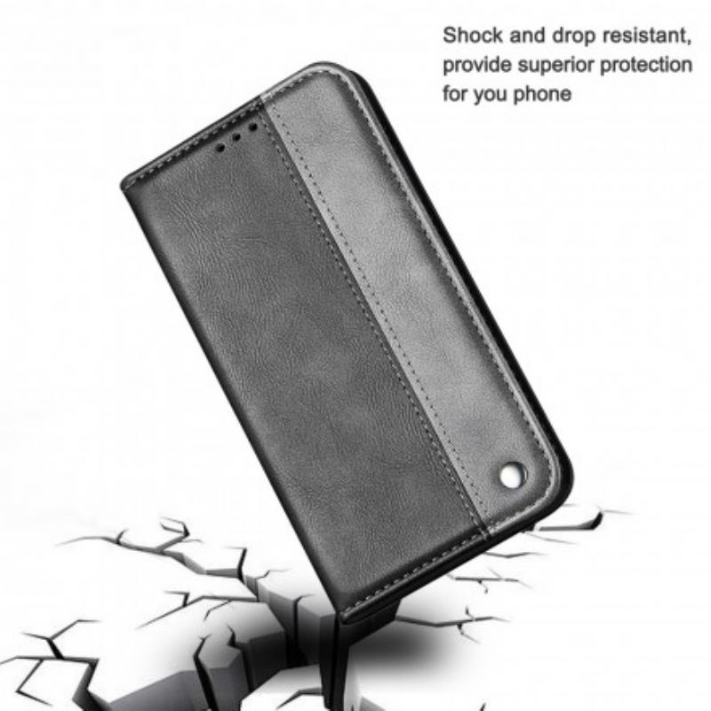 Capa De Celular Para Samsung Galaxy S21 Plus 5G Flip Efeito De Couro De Dois Tons
