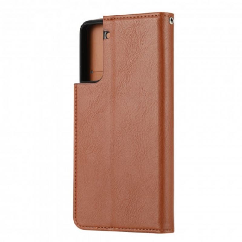 Capa De Celular Para Samsung Galaxy S21 Plus 5G Flip Titular De Cartão De Couro Sintético