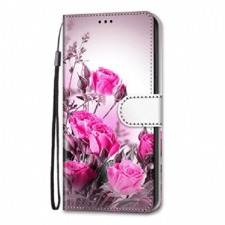 Capa De Couro Para Samsung Galaxy S21 Plus 5G Flores Mágicas