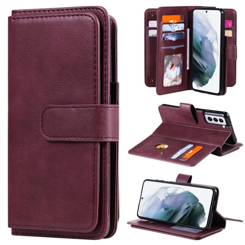 Capa De Couro Para Samsung Galaxy S21 Plus 5G Titular De Cartão Multifuncional Para 10