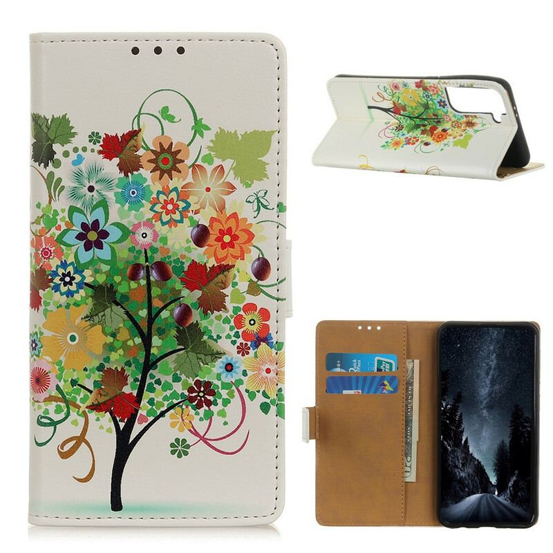 Capa Em Pele Para Samsung Galaxy S21 Plus 5G Árvore Florida