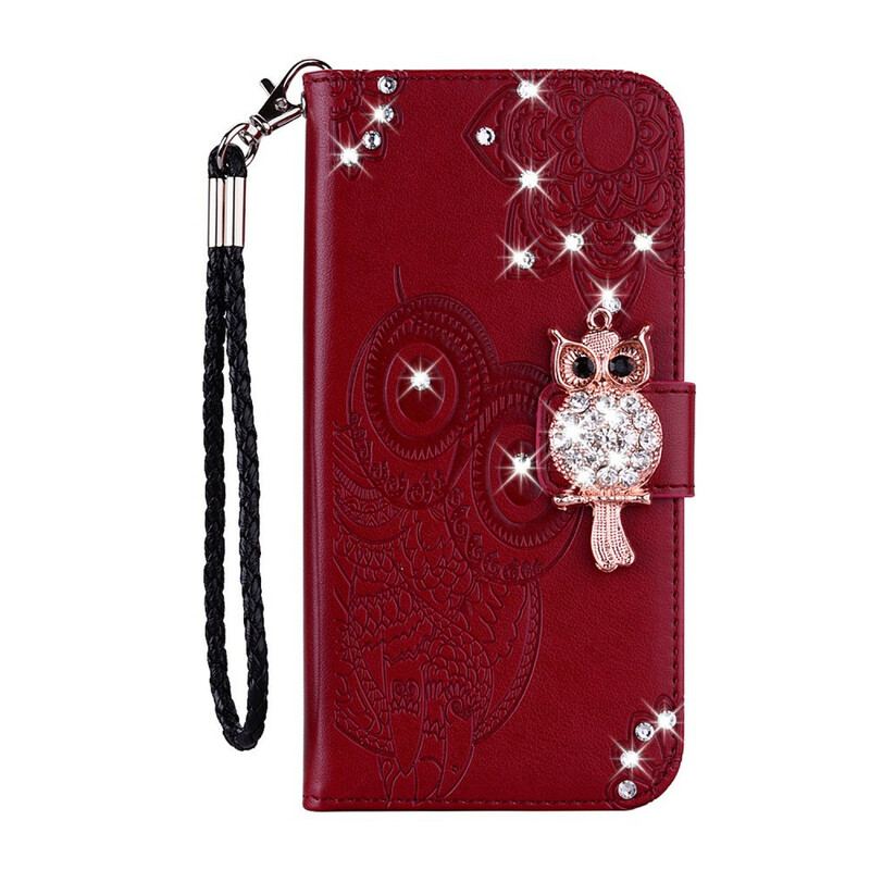 Capa Em Pele Para Samsung Galaxy S21 Plus 5G Coruja Mandala E Charme