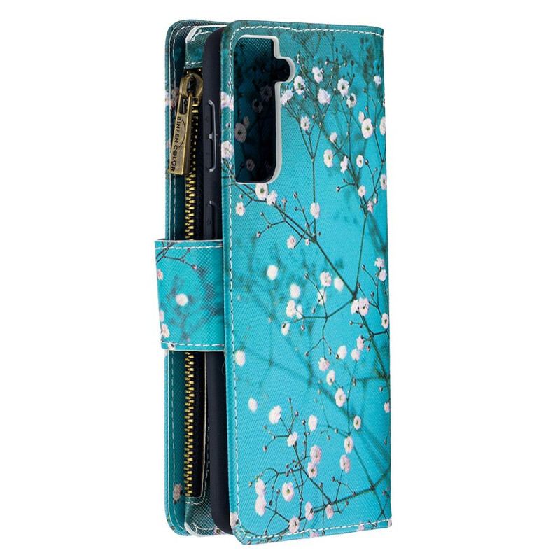 Capa Flip Para Samsung Galaxy S21 Plus 5G Bolso De Árvore Com Zíper
