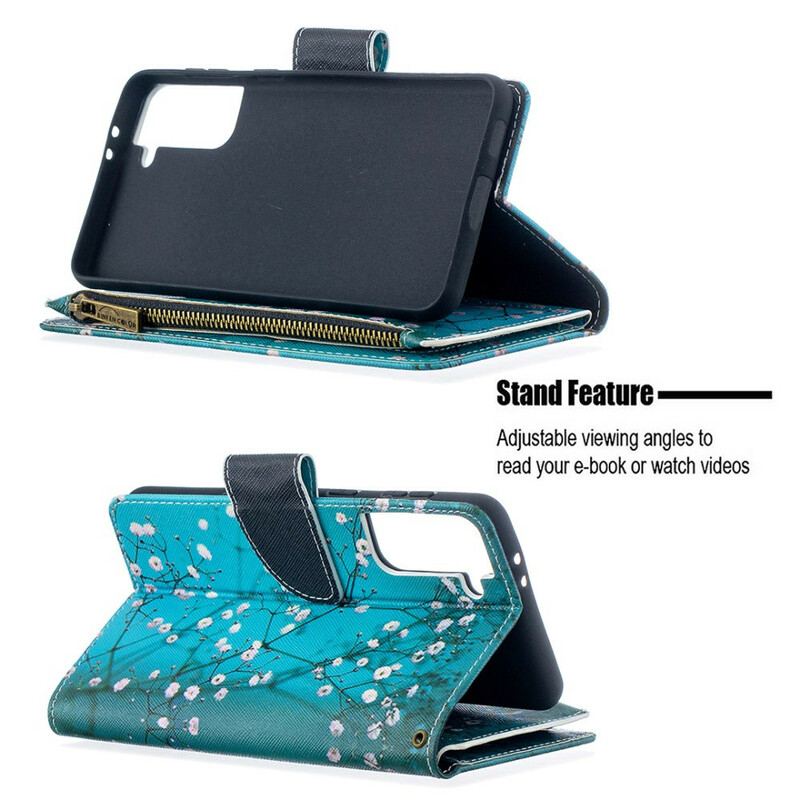 Capa Flip Para Samsung Galaxy S21 Plus 5G Bolso De Árvore Com Zíper