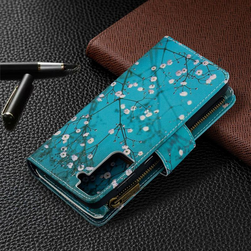 Capa Flip Para Samsung Galaxy S21 Plus 5G Bolso De Árvore Com Zíper