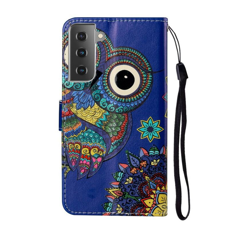 Capa Flip Para Samsung Galaxy S21 Plus 5G Coruja Em Mandala