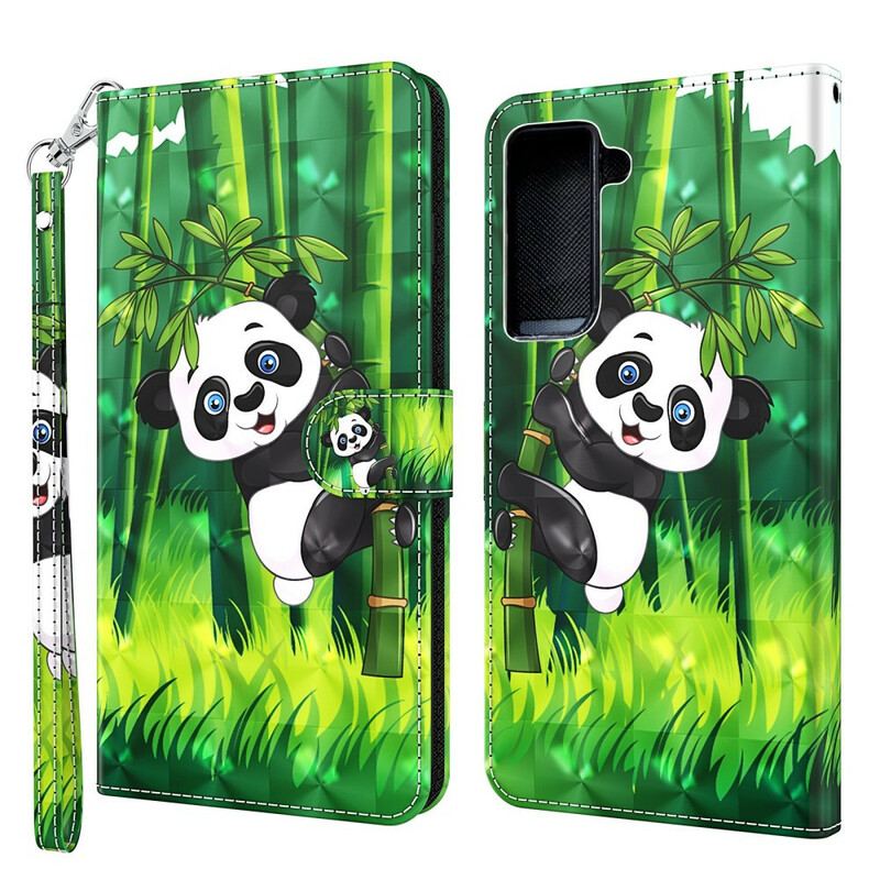 Capa Flip Para Samsung Galaxy S21 Plus 5G Panda E Bambu