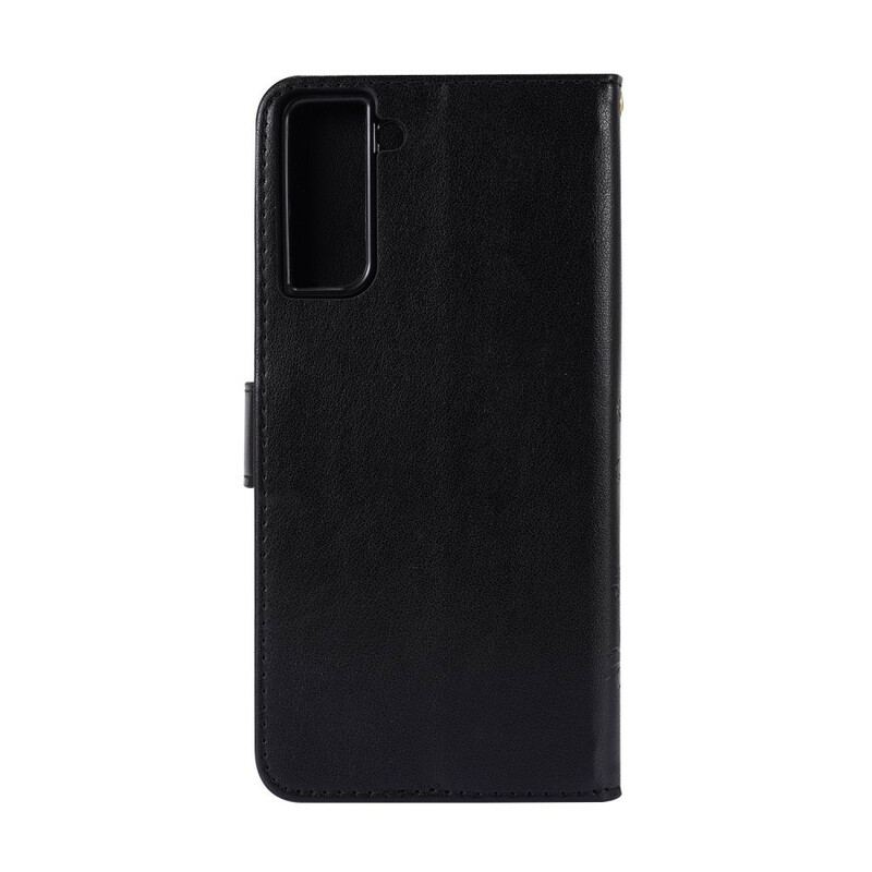 Capa Folio Para Samsung Galaxy S21 Plus 5G Borboletas Ao Vento