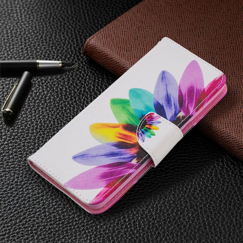 Capa Folio Para Samsung Galaxy S21 Plus 5G Flor Aquarela