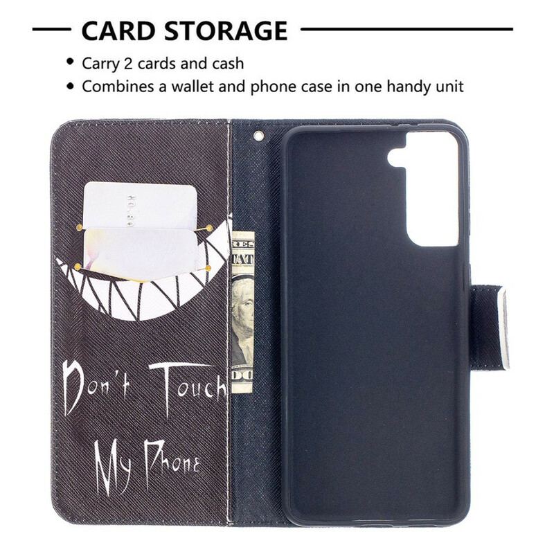 Capa Folio Para Samsung Galaxy S21 Plus 5G Não Toque No Meu Telefone
