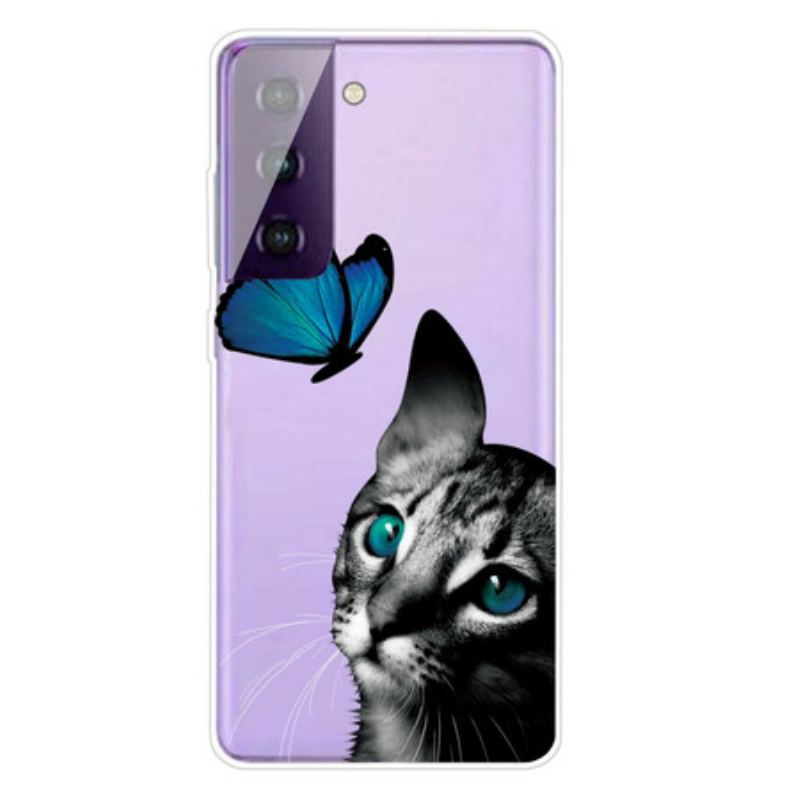 Capa Para Samsung Galaxy S21 Plus 5G Gato E Borboleta