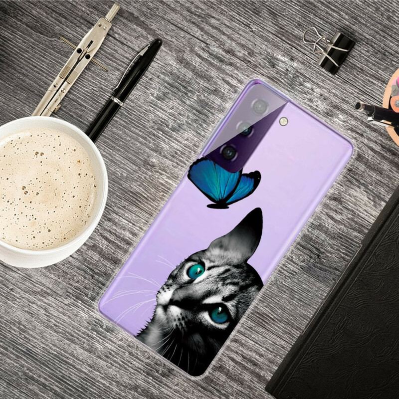Capa Para Samsung Galaxy S21 Plus 5G Gato E Borboleta