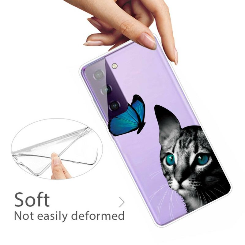 Capa Para Samsung Galaxy S21 Plus 5G Gato E Borboleta