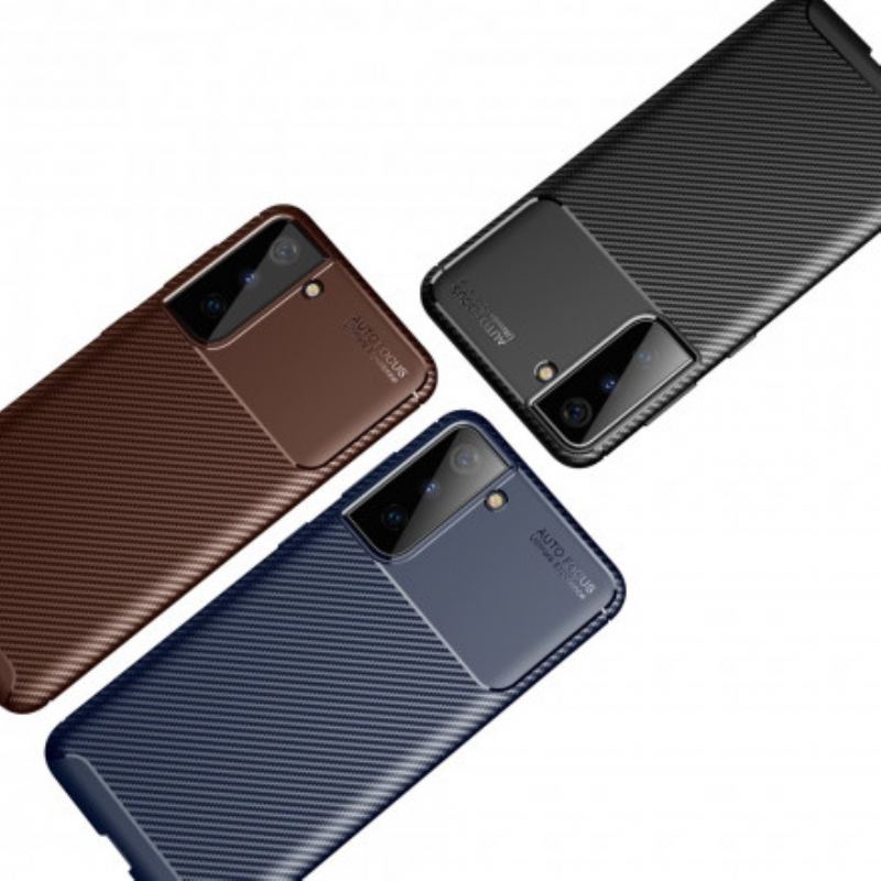 Capa Para Samsung Galaxy S21 Plus 5G Textura Flexível De Fibra De Carbono
