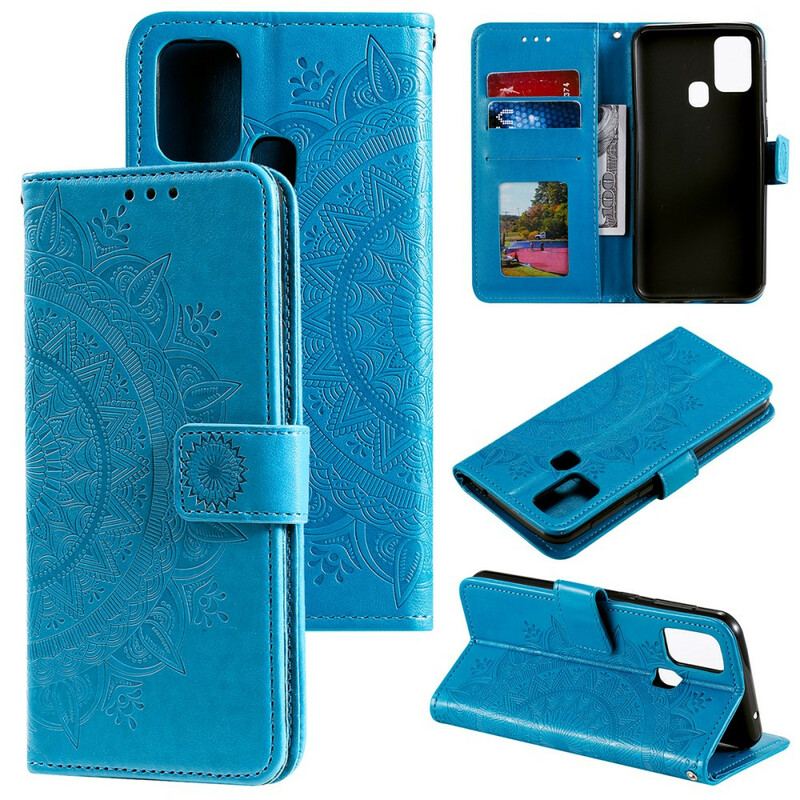Capa De Couro Para Samsung Galaxy M21 Mandala Do Sol