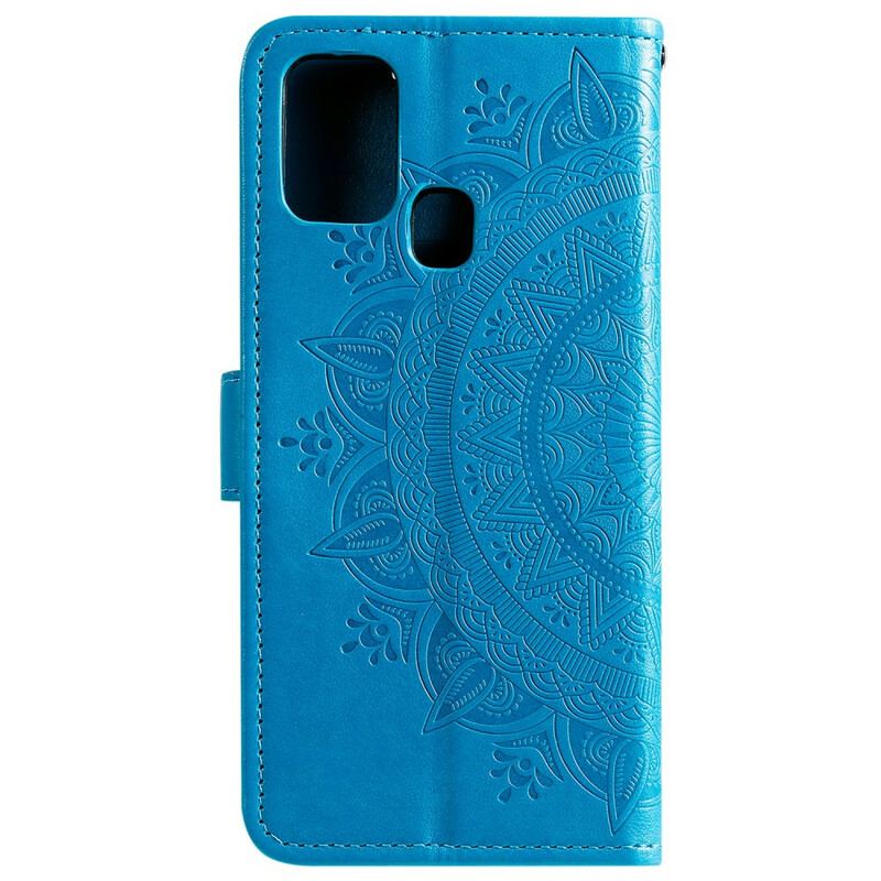 Capa De Couro Para Samsung Galaxy M21 Mandala Do Sol
