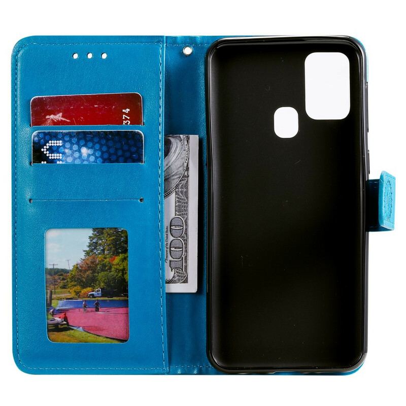 Capa De Couro Para Samsung Galaxy M21 Mandala Do Sol