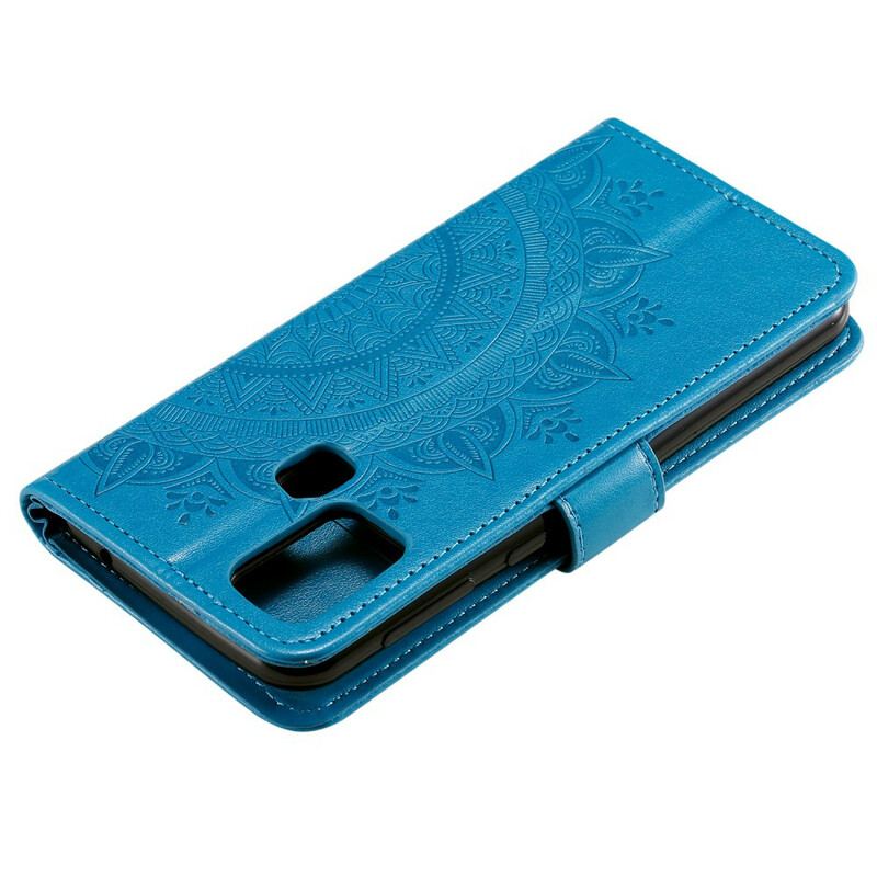 Capa De Couro Para Samsung Galaxy M21 Mandala Do Sol