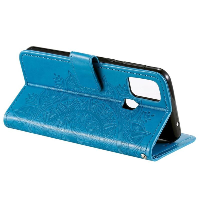 Capa De Couro Para Samsung Galaxy M21 Mandala Do Sol