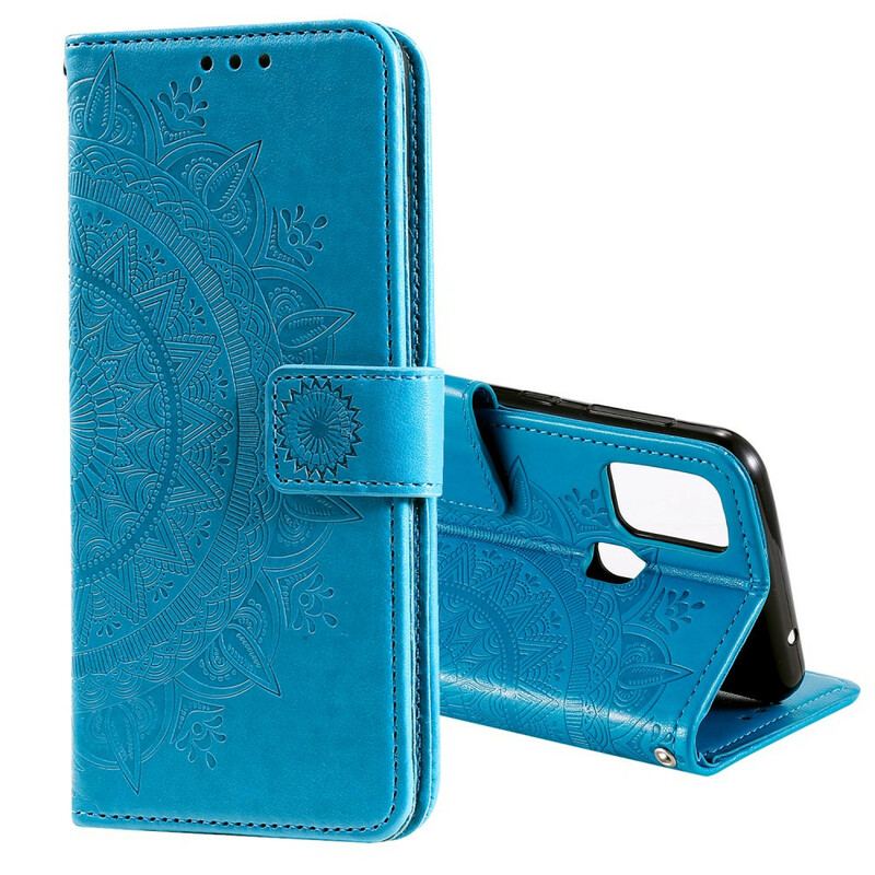 Capa De Couro Para Samsung Galaxy M21 Mandala Do Sol