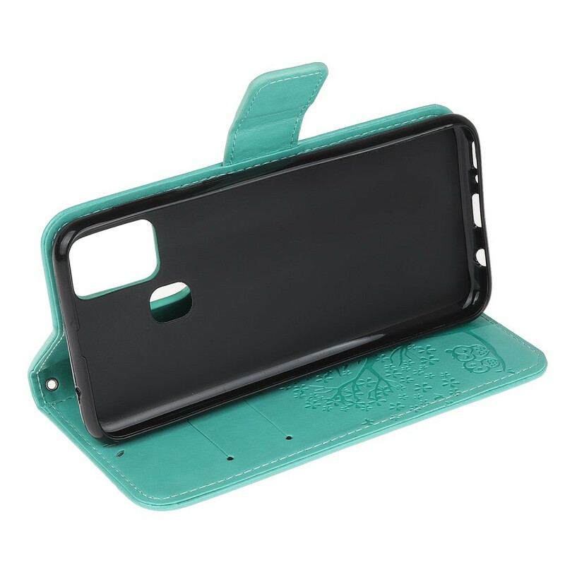 Capa Flip Para Samsung Galaxy M21 De Cordão Tanga E Corujas