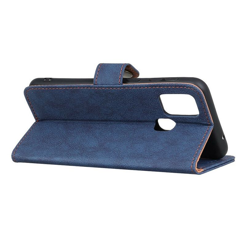 Capa Flip Para Samsung Galaxy M21 Khazneh Retrô Split Couro Sintético