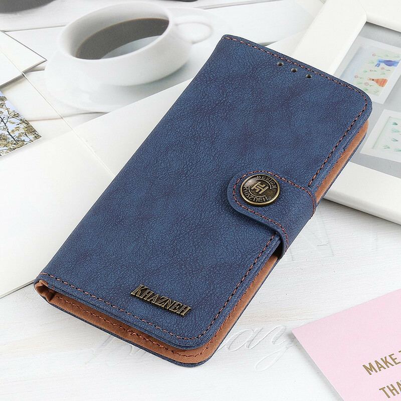 Capa Flip Para Samsung Galaxy M21 Khazneh Retrô Split Couro Sintético