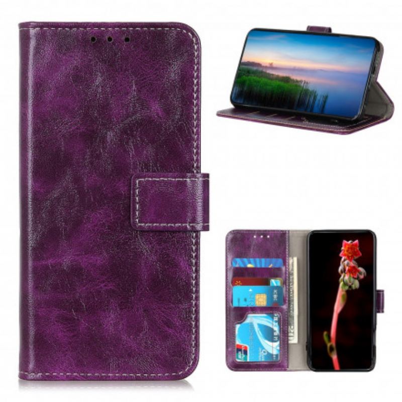 Capa Flip Para OnePlus 9 Costuras Brilhantes E Expostas