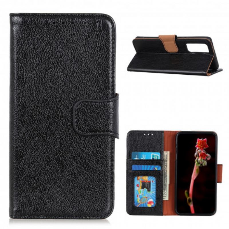 Capa Folio Para OnePlus 9 Couro Napa Rachado