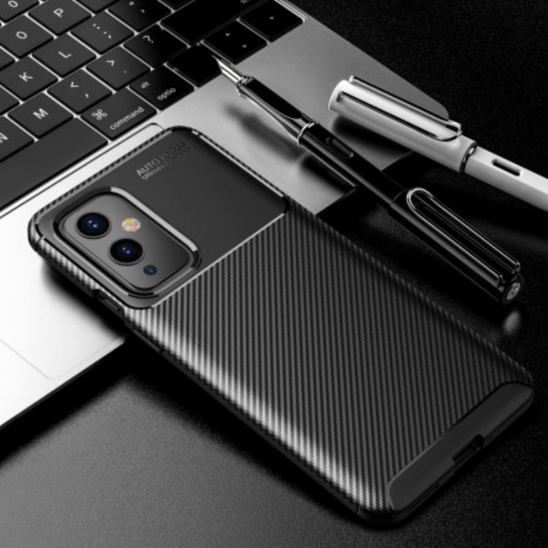 Capa Para OnePlus 9 Textura Flexível De Fibra De Carbono