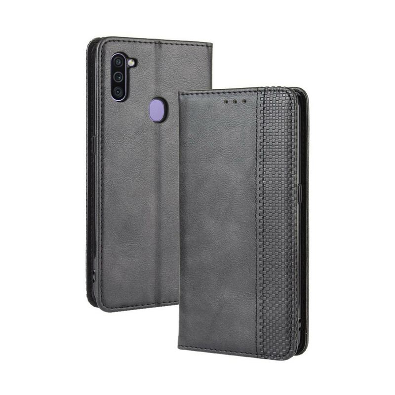 Capa De Celular Para Samsung Galaxy M11 Flip Efeito Couro Vintage Estilizado