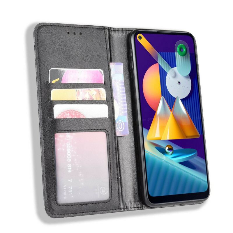 Capa De Celular Para Samsung Galaxy M11 Flip Efeito Couro Vintage Estilizado