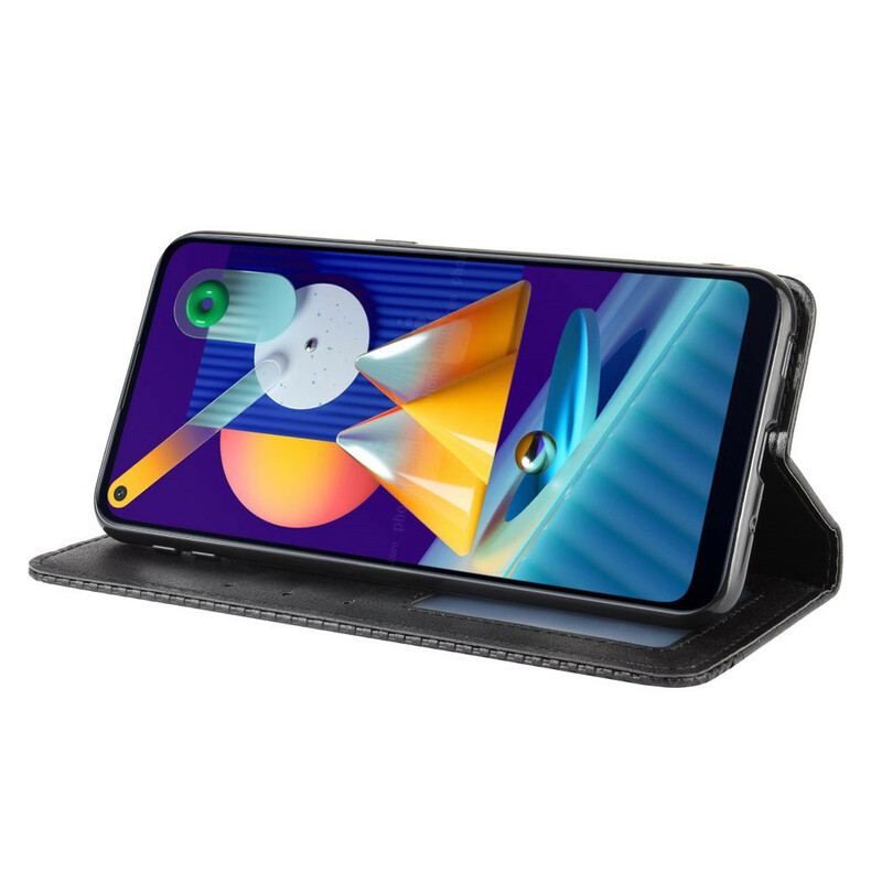 Capa De Celular Para Samsung Galaxy M11 Flip Efeito Couro Vintage Estilizado