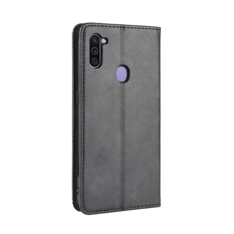 Capa De Celular Para Samsung Galaxy M11 Flip Efeito Couro Vintage Estilizado