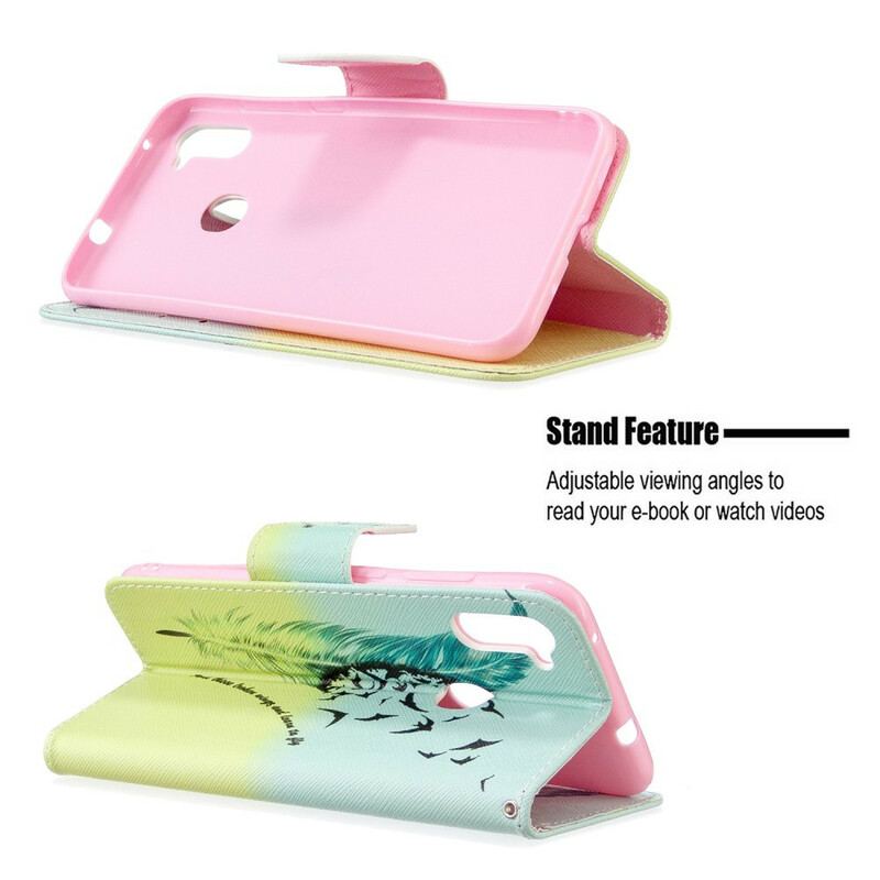 Capa De Couro Para Samsung Galaxy M11 Aprender A Voar