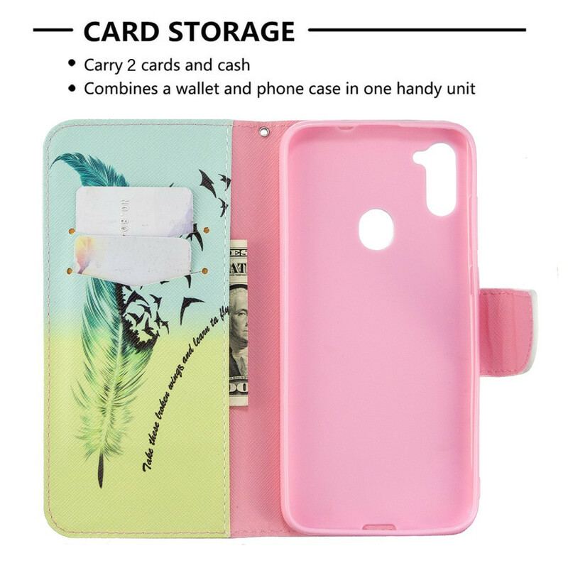 Capa De Couro Para Samsung Galaxy M11 Aprender A Voar
