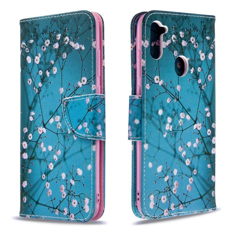 Capa De Couro Para Samsung Galaxy M11 Árvore Florida