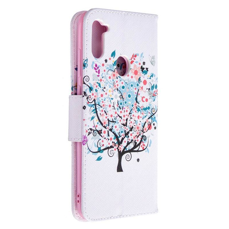 Capa De Couro Para Samsung Galaxy M11 Árvore Florida