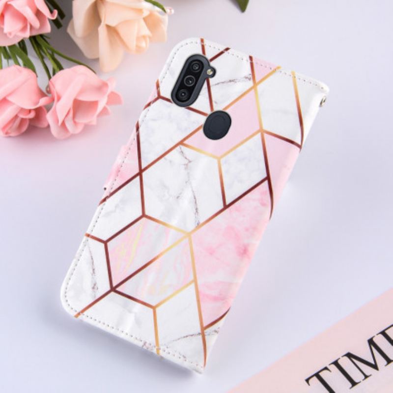 Capa Flip Para Samsung Galaxy M11 Mármore Geométrico