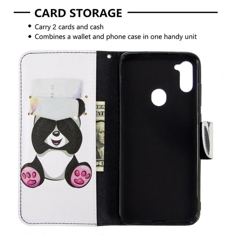 Capa Flip Para Samsung Galaxy M11 Panda Divertido