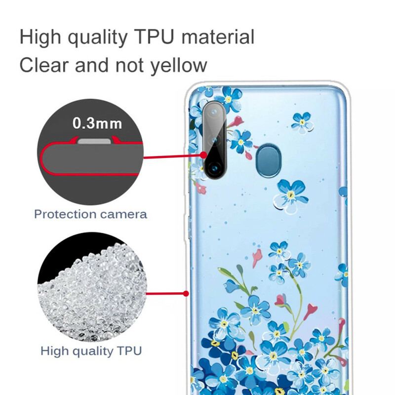 Capa Para Samsung Galaxy M11 Flores Azuis