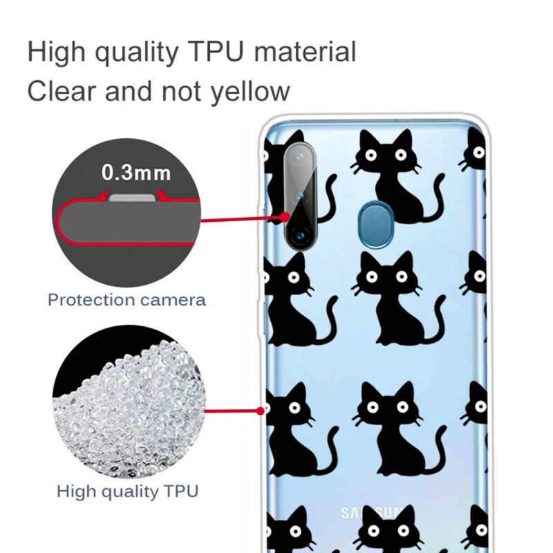 Capa Para Samsung Galaxy M11 Vários Gatos Pretos
