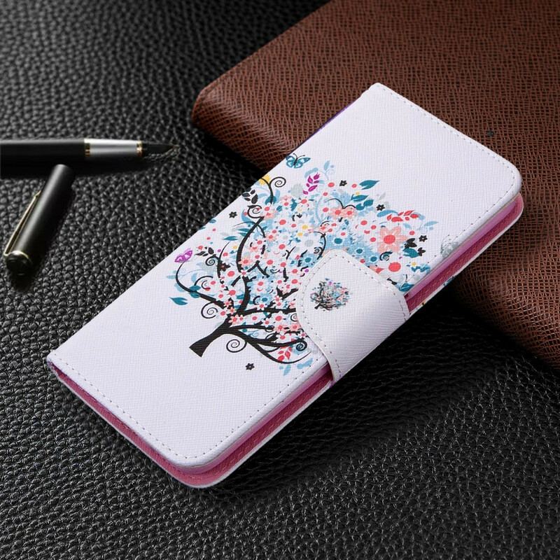Capa De Couro Para Huawei P40 Lite Árvore Florida