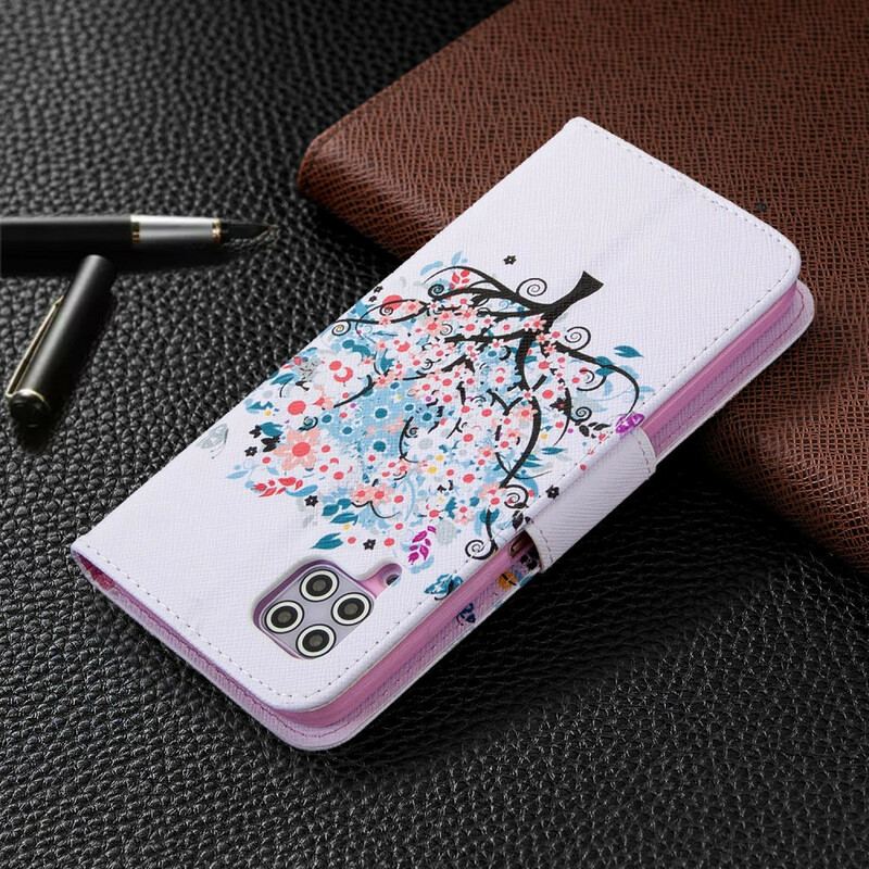 Capa De Couro Para Huawei P40 Lite Árvore Florida
