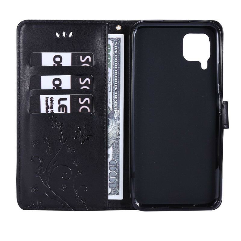 Capa De Couro Para Huawei P40 Lite Borboletas E Flores