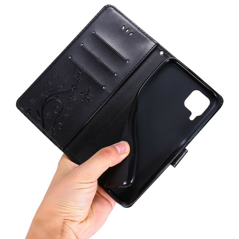 Capa De Couro Para Huawei P40 Lite Borboletas E Flores