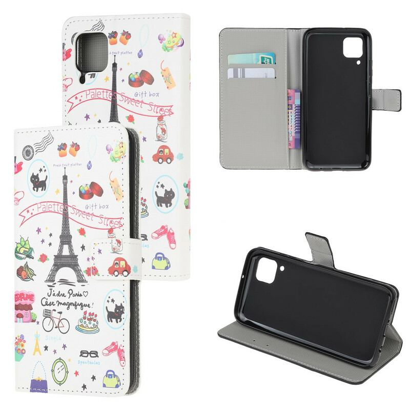 Capa De Couro Para Huawei P40 Lite Eu Amo Paris