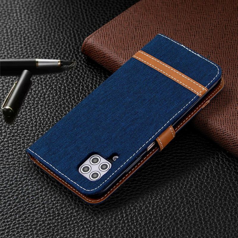 Capa Em Pele Para Huawei P40 Lite De Cordão Correia Efeito Tecido E Couro