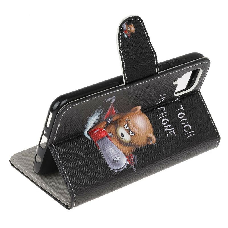 Capa Em Pele Para Huawei P40 Lite Urso Perigoso