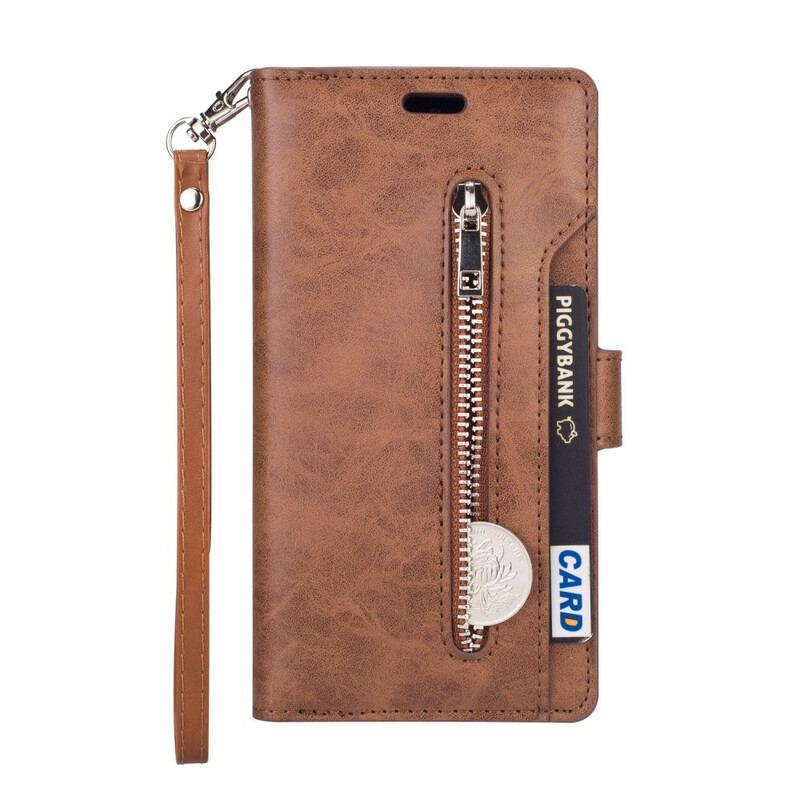Capa Flip Para Huawei P40 Lite Bolsa Com Cordão